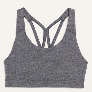 PowerPress Medium Support Strappy Sports Bra in Carbon / Grey
